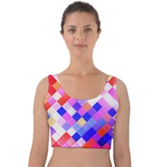 Squares Pattern Geometric Seamless Velvet Crop Top