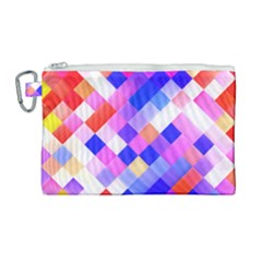 Squares Pattern Geometric Seamless Canvas Cosmetic Bag (large)