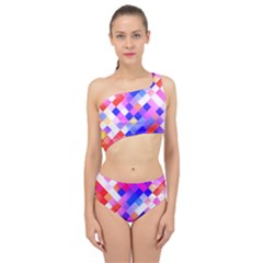 Squares Pattern Geometric Seamless Spliced Up Two Piece Swimsuit