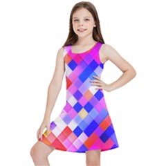 Squares Pattern Geometric Seamless Kids  Lightweight Sleeveless Dress