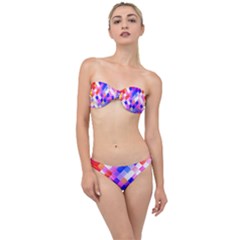 Squares Pattern Geometric Seamless Classic Bandeau Bikini Set