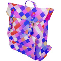 Squares Pattern Geometric Seamless Buckle Up Backpack