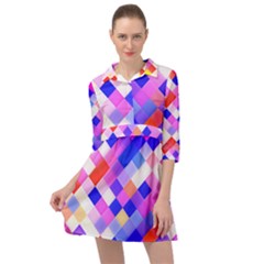 Squares Pattern Geometric Seamless Mini Skater Shirt Dress by Dutashop