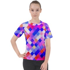 Squares Pattern Geometric Seamless Women s Sport Raglan Tee