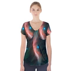   Space Galaxy Short Sleeve Front Detail Top