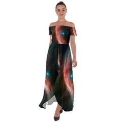   Space Galaxy Off Shoulder Open Front Chiffon Dress by IIPhotographyAndDesigns