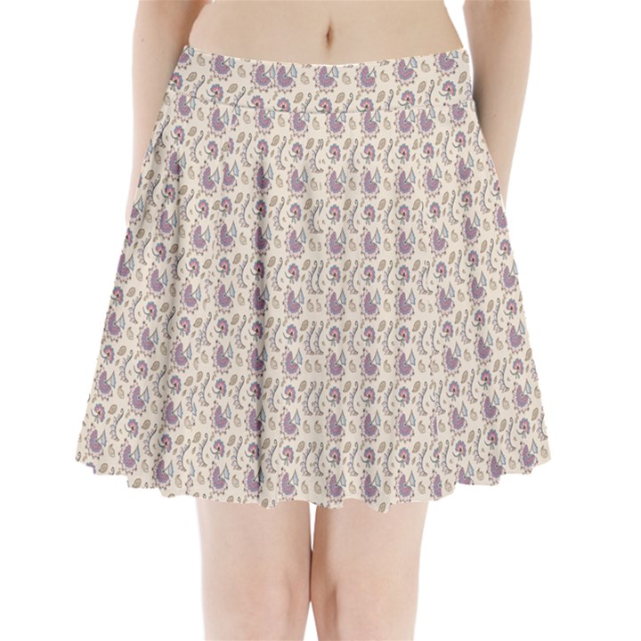 Baatik Floral Print 4 Pleated Mini Skirt