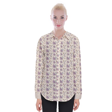 Baatik Floral Print 4 Womens Long Sleeve Shirt by designsbymallika