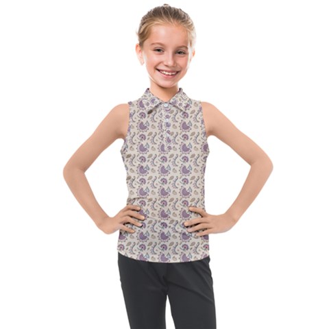 Baatik Floral Print 4 Kids  Sleeveless Polo Tee by designsbymallika