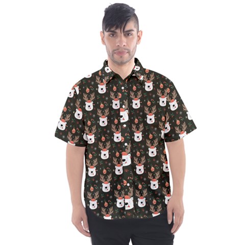 Bear Rein Deer Christmas Men s Short Sleeve Shirt by designsbymallika