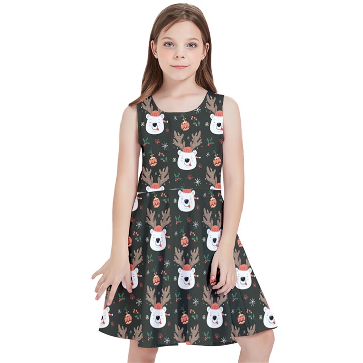 Bear Rein Deer Christmas Kids  Skater Dress