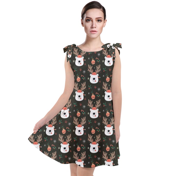 Bear Rein Deer Christmas Tie Up Tunic Dress