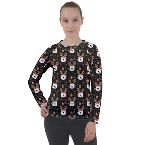 Bear Rein Deer Christmas Women s Long Sleeve Raglan Tee by designsbymallika