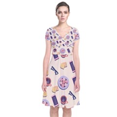 Breakfast Love Breakfast Love Short Sleeve Front Wrap Dress by designsbymallika