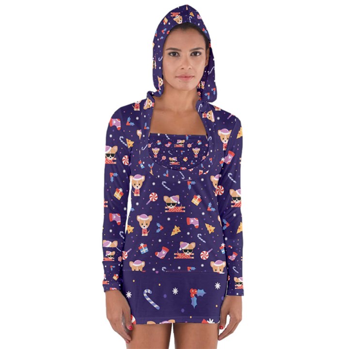 Cat Astro Love Long Sleeve Hooded T-shirt