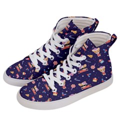 Cat Astro Love Men s Hi-top Skate Sneakers by designsbymallika