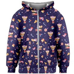 Cat Astro Love Kids  Zipper Hoodie Without Drawstring by designsbymallika