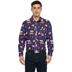 Cat Astro Love Men s Long Sleeve Pocket Shirt 