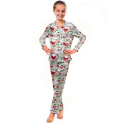 Coffee And Cupcake Kid s Satin Long Sleeve Pajamas Set