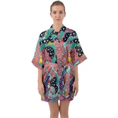 Supersonic Spaceopus Half Sleeve Satin Kimono 