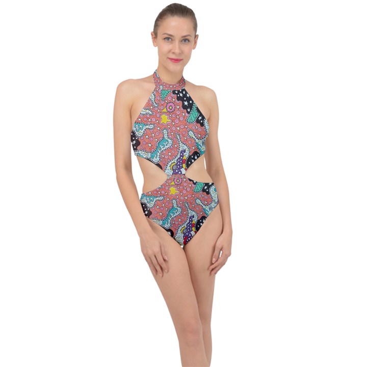 Supersonic Spaceopus Halter Side Cut Swimsuit