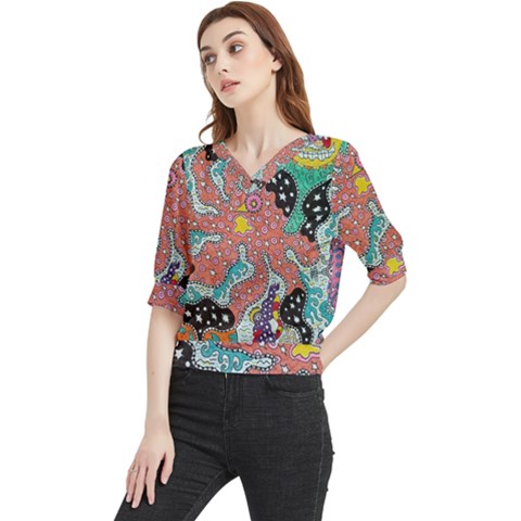 Supersonic Spaceopus Quarter Sleeve Blouse by chellerayartisans