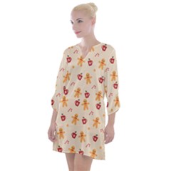 Ginger Bread And Coffee Love Open Neck Shift Dress