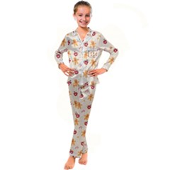 Ginger Bread And Coffee Love Kid s Satin Long Sleeve Pajamas Set