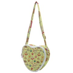 Etnic Cups Pattern Heart Shoulder Bag by designsbymallika