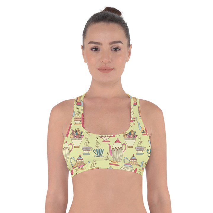 Etnic Cups Pattern Cross Back Sports Bra