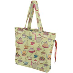 Etnic Cups Pattern Drawstring Tote Bag by designsbymallika