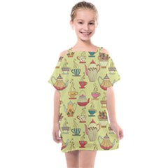 Etnic Cups Pattern Kids  One Piece Chiffon Dress by designsbymallika