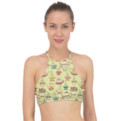 Etnic Cups Pattern Racer Front Bikini Top by designsbymallika