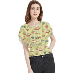 Etnic Cups Pattern Butterfly Chiffon Blouse