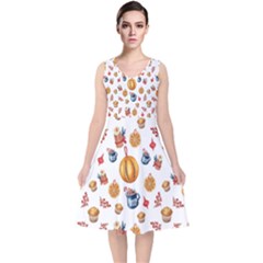 Muffins Love Muffins Love V-neck Midi Sleeveless Dress  by designsbymallika