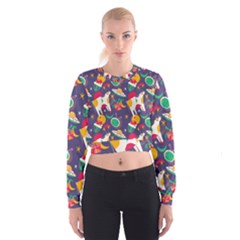 Space Christmas 2 Cropped Sweatshirt by designsbymallika