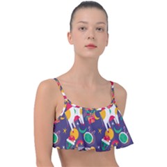 Space Christmas 2 Frill Bikini Top by designsbymallika