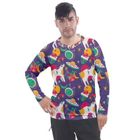 Space Christmas 2 Men s Pique Long Sleeve Tee by designsbymallika