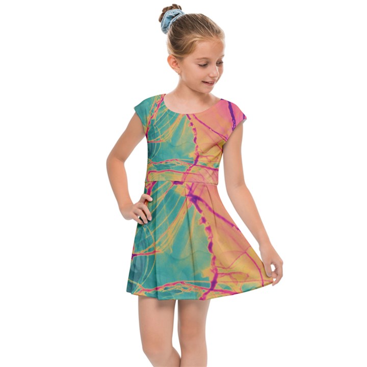 Alcohol ink Kids  Cap Sleeve Dress