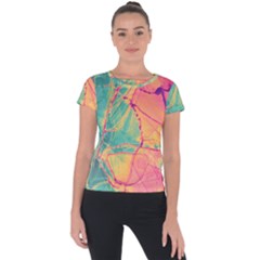 Alcohol Ink Short Sleeve Sports Top  by Dazzleway