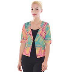 Alcohol Ink Cropped Button Cardigan