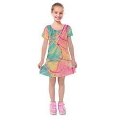 Alcohol Ink Kids  Short Sleeve Velvet Dress by Dazzleway