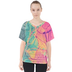 Alcohol Ink V-neck Dolman Drape Top by Dazzleway