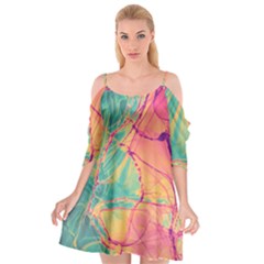 Alcohol Ink Cutout Spaghetti Strap Chiffon Dress by Dazzleway