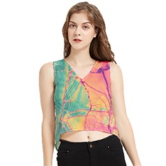 Alcohol Ink V-neck Cropped Tank Top