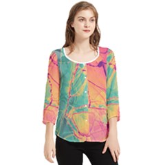 Alcohol Ink Chiffon Quarter Sleeve Blouse