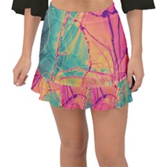 Alcohol Ink Fishtail Mini Chiffon Skirt by Dazzleway