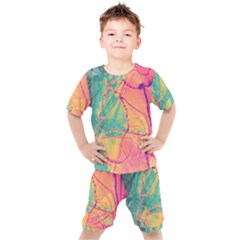 Alcohol Ink Kids  Tee And Shorts Set by Dazzleway