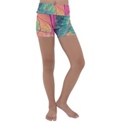 Alcohol Ink Kids  Lightweight Velour Yoga Shorts by Dazzleway