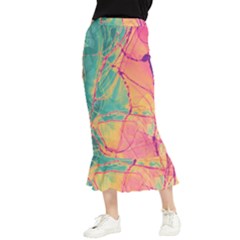 Alcohol Ink Maxi Fishtail Chiffon Skirt by Dazzleway